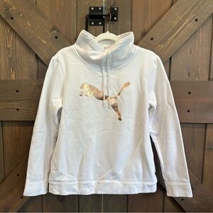 Puma Women’s White Sweatshirt with Gold Logo